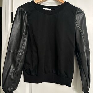 Black sweater with faux leather sleeves